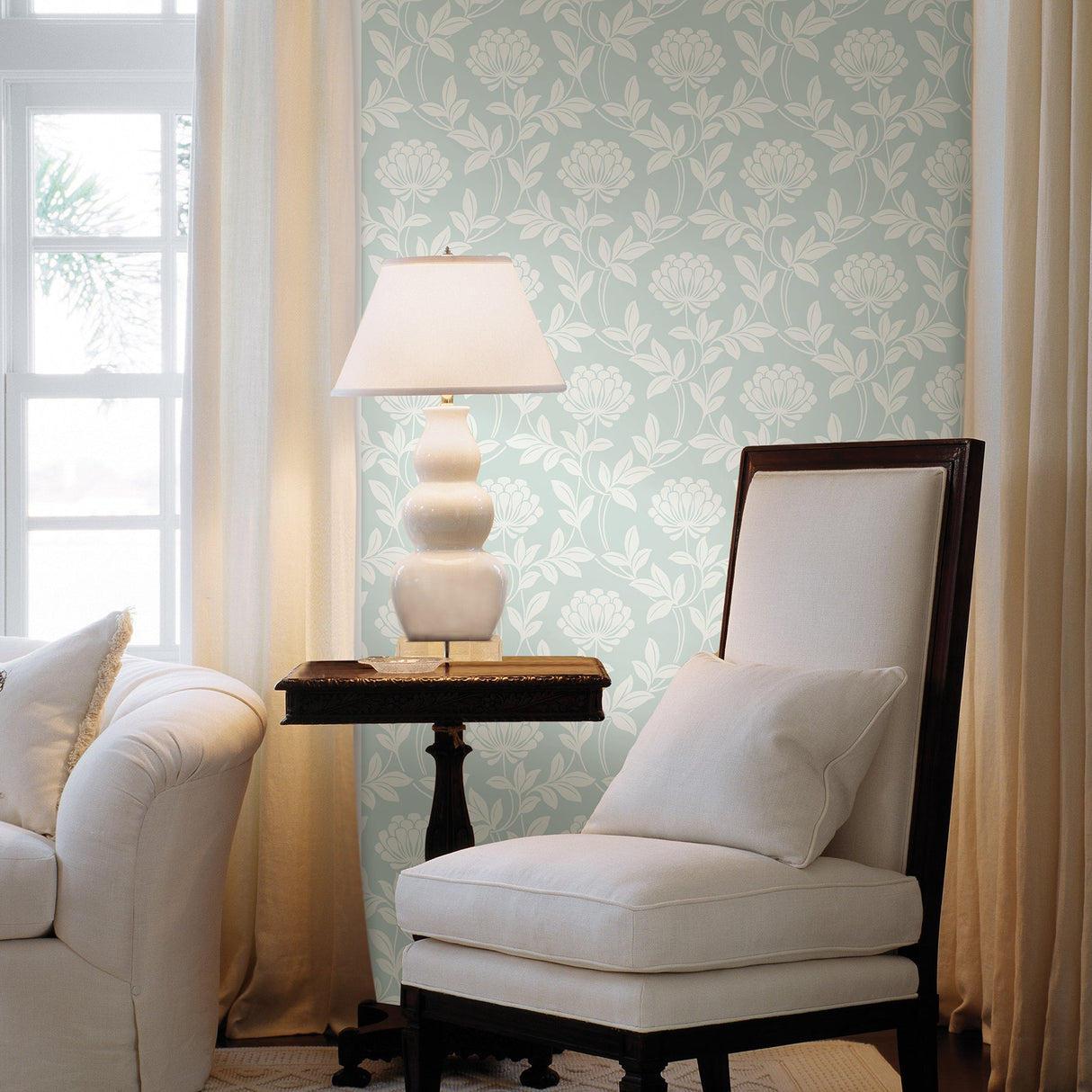 Advantage 2810-87718 Ogilvy Seafoam Floral Wallpaper