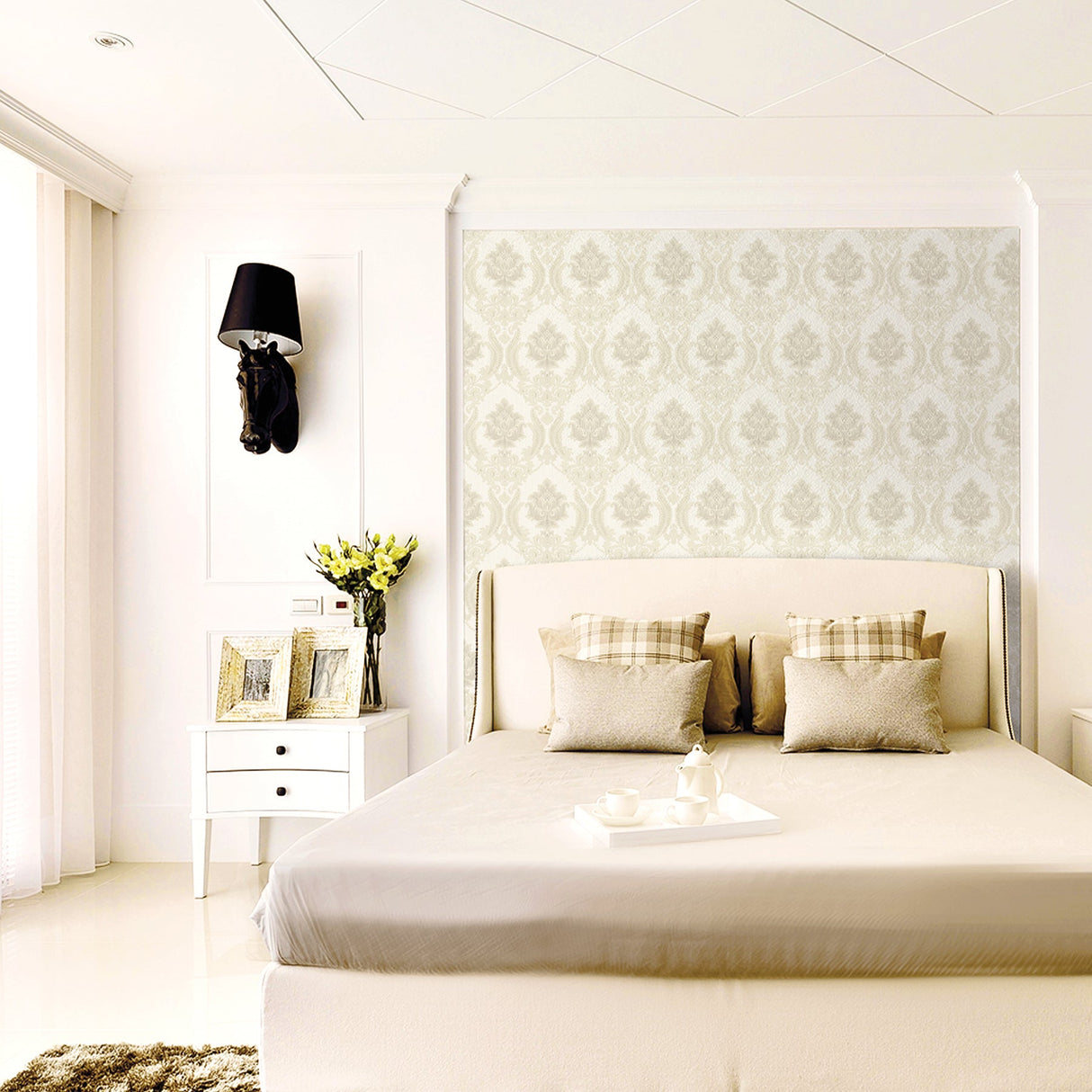 Advantage 2810-BLW10902 Maizey Cream Damask Wallpaper