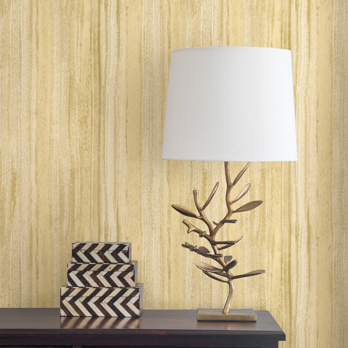 Advantage 2810-SH01032 Donella Yellow Stripe Wallpaper