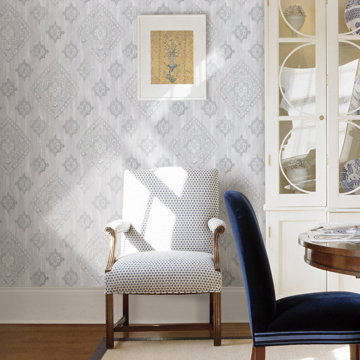 Advantage 2810-SH01074 Leana Aqua Medallion Wallpaper