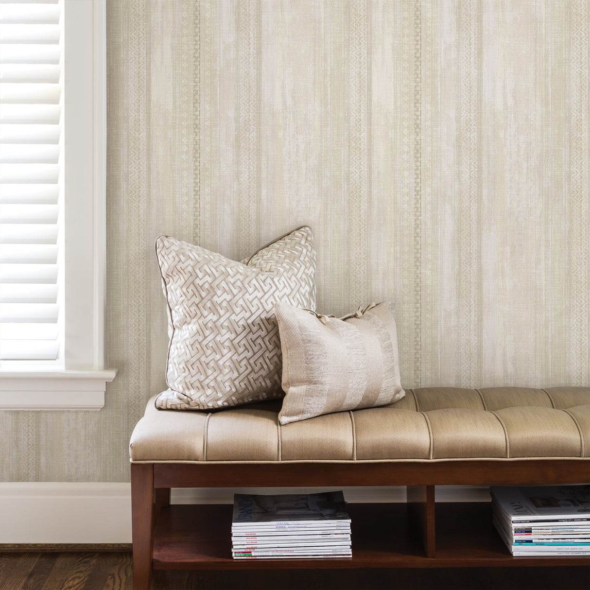 Advantage 2810-SH01082 Blair Yellow Ikat Stripe Wallpaper