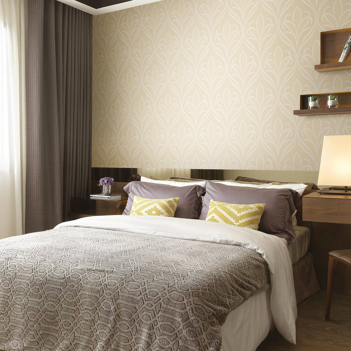 Advantage 2810-XSS0502 Vivian Neutral Nouveau Damask Wallpaper