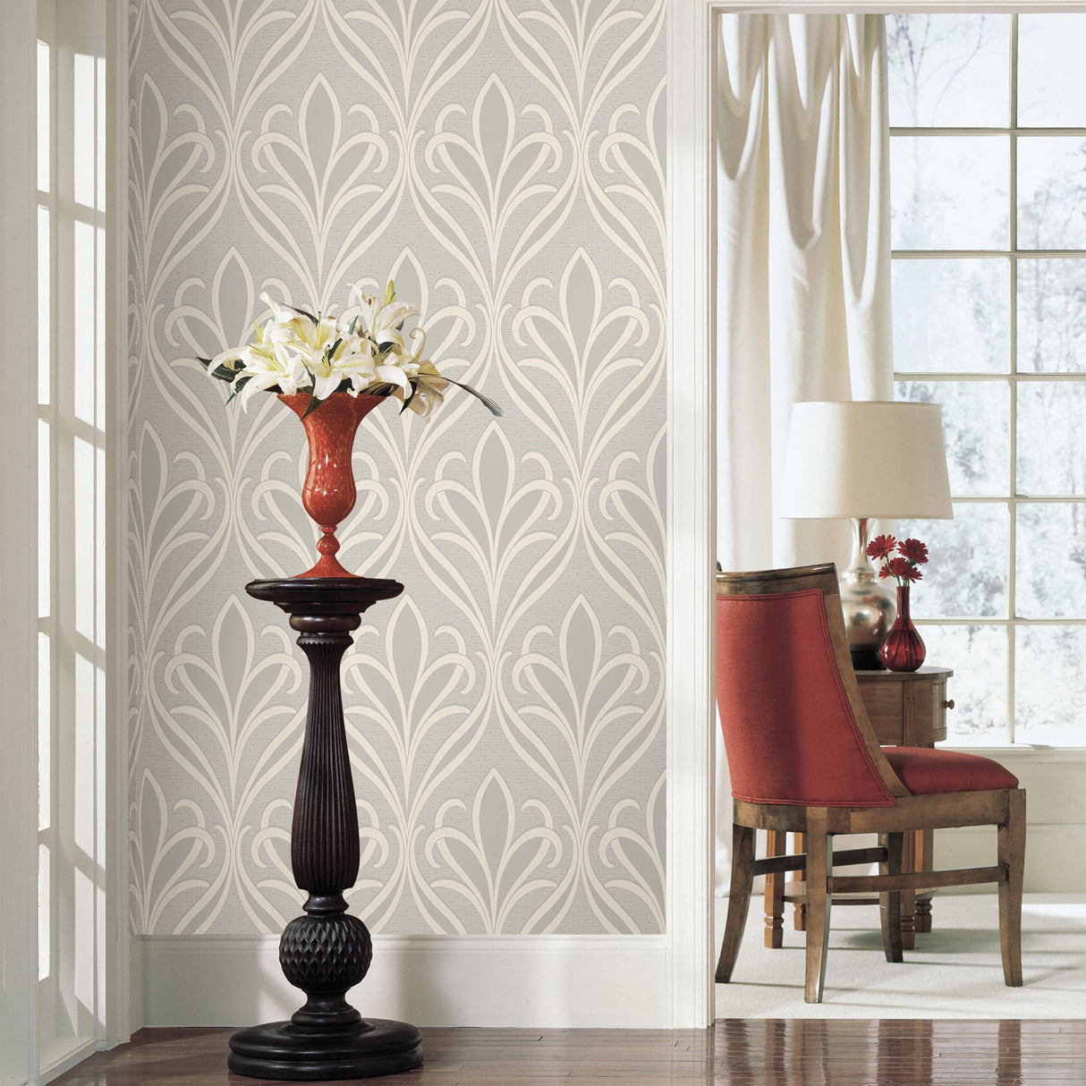 Advantage 2810-XSS0504 Vivian Dove Nouveau Damask Wallpaper