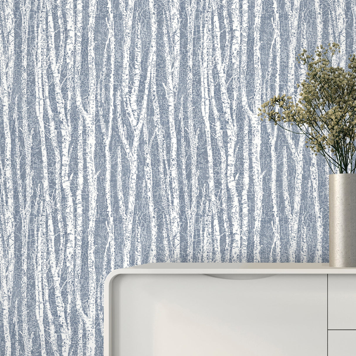 Advantage 2811-24581 Toyon Blue Birch Tree Wallpaper