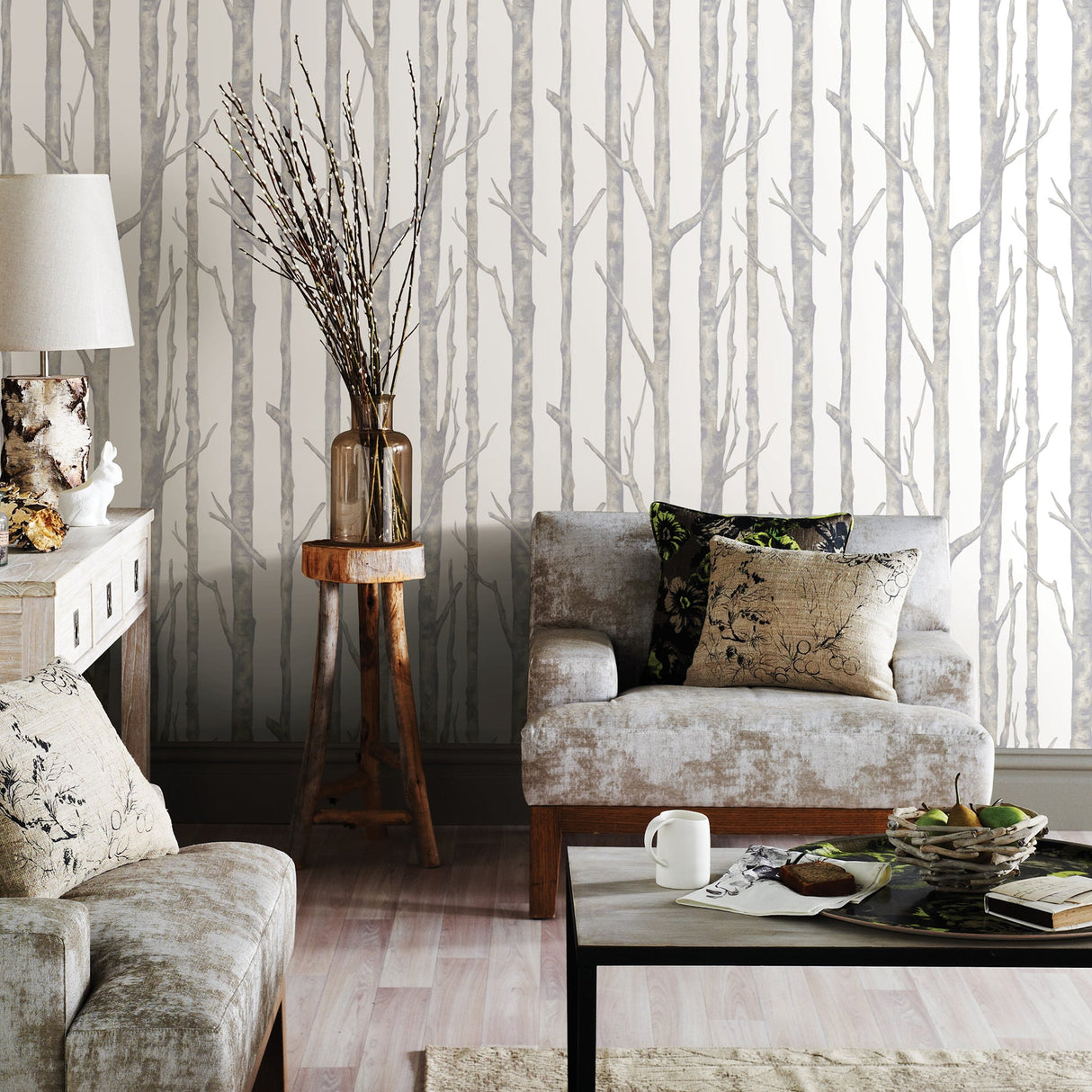 Advantage 2811-BLW10501 Cameron Off-White Trees Wallpaper