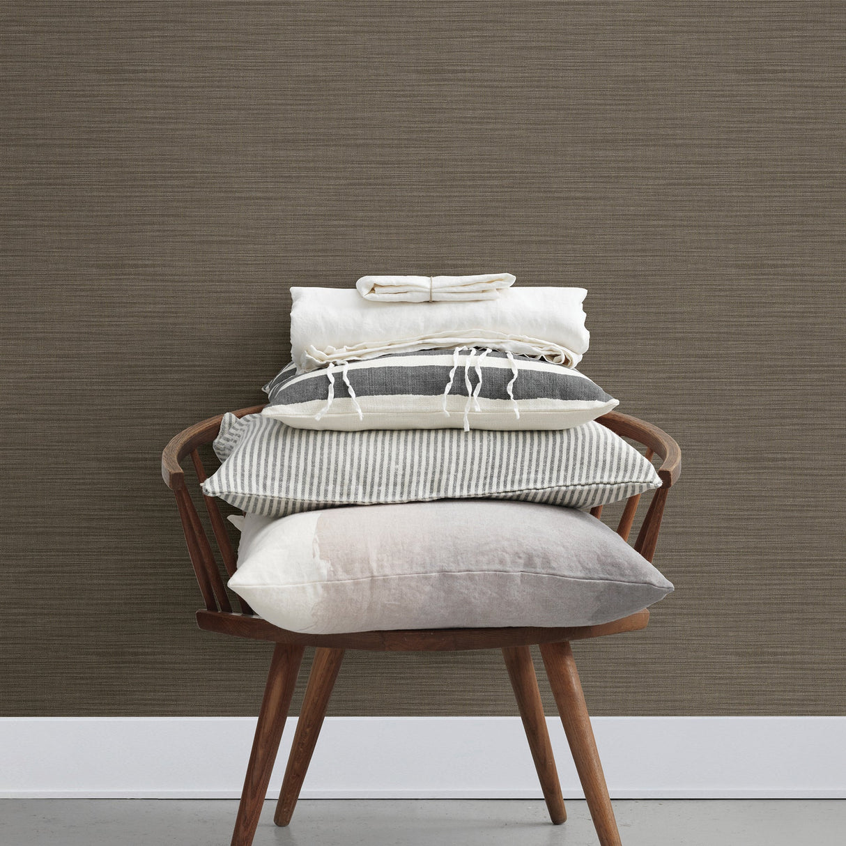 Advantage 2812-AR40134 Ashleigh Taupe Linen Texture Wallpaper