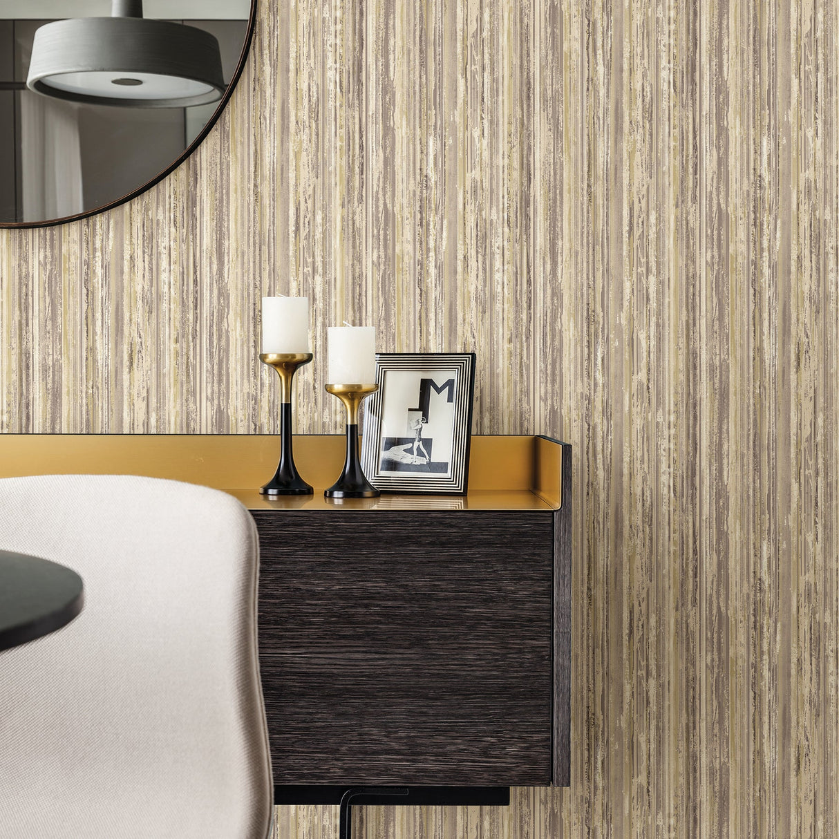 Advantage 2812-BLW20403 Savanna Taupe Stripe Wallpaper