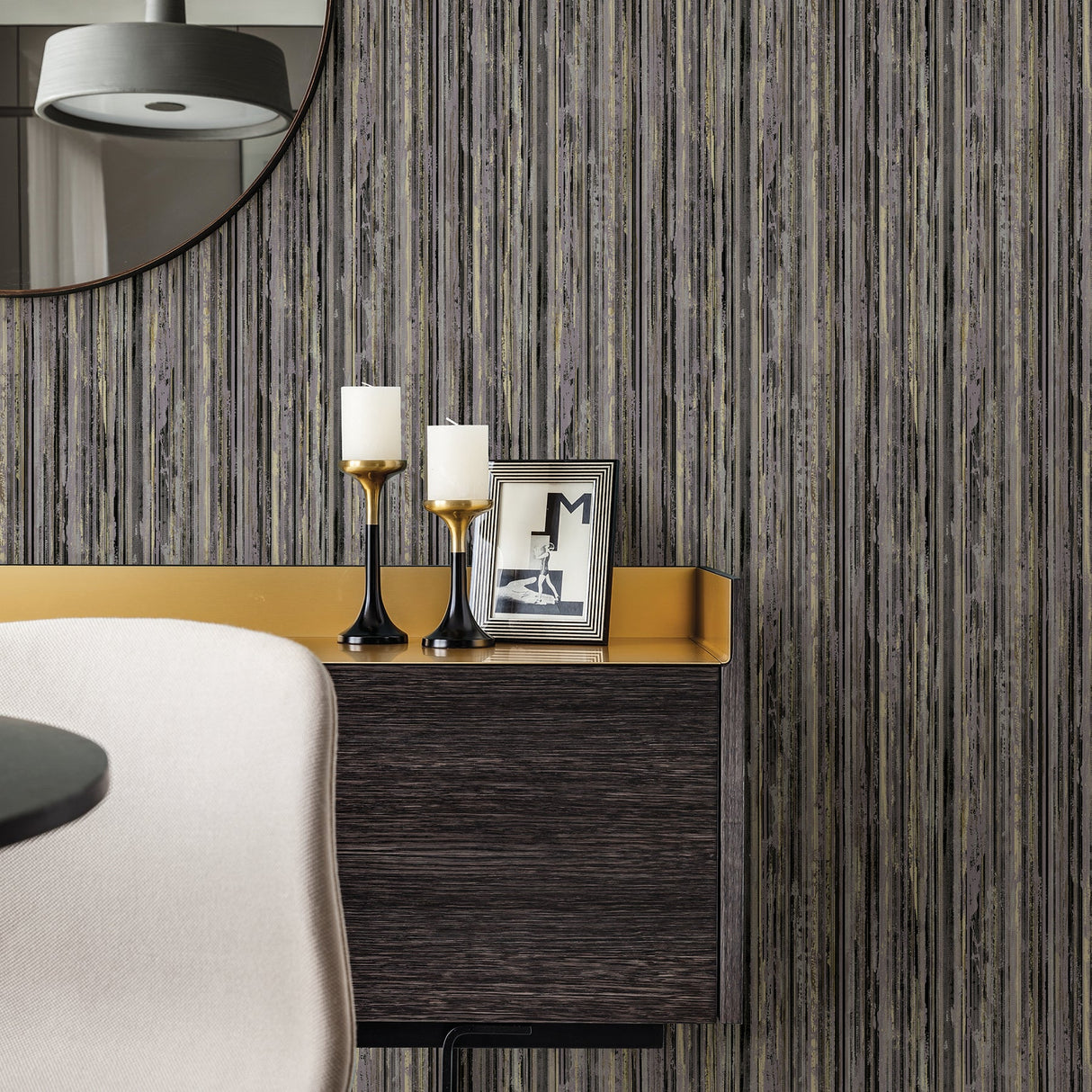Advantage 2812-BLW20408 Savanna Black Stripe Wallpaper