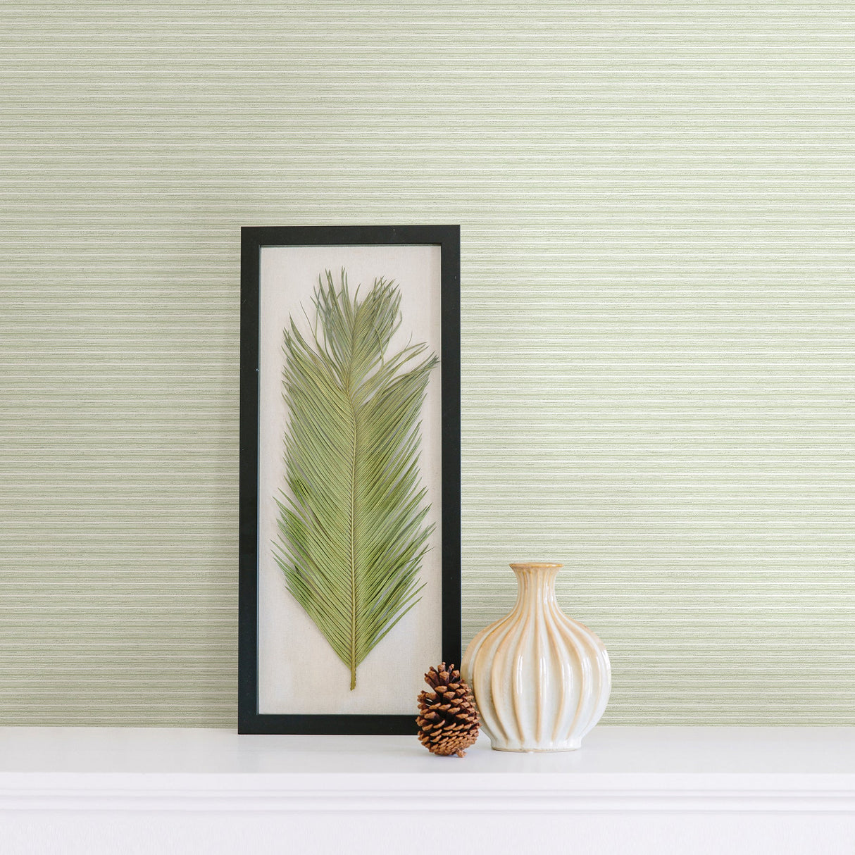 Advantage 2812-IH18407B Lily Light Green Stripe Wallpaper