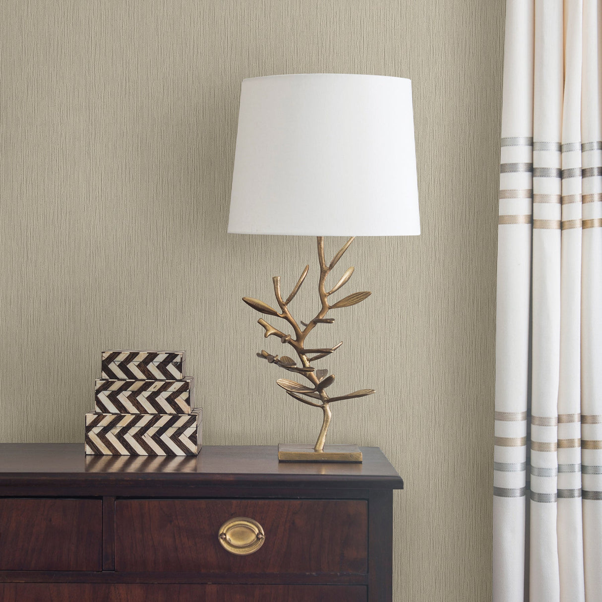 Advantage 2812-IH20107 Hayley Taupe Stria Wallpaper