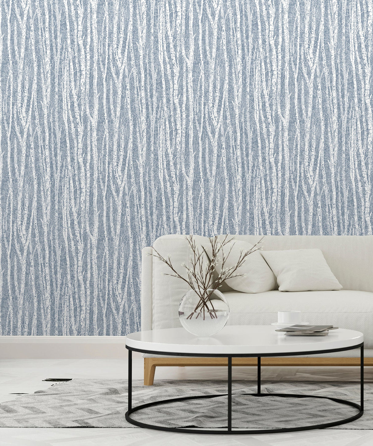 Advantage 2813-24581 Flay Navy Birch Tree Wallpaper