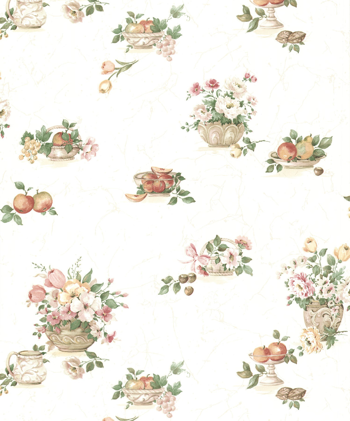 Advantage 2813-24990 Puck Light Pink Fruit Basket Wallpaper