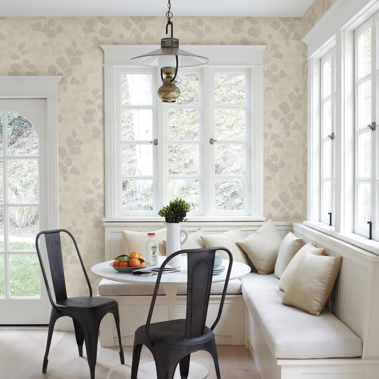 Advantage 2813-490817 Ripert Light Grey Leaf Silhouette Wallpaper