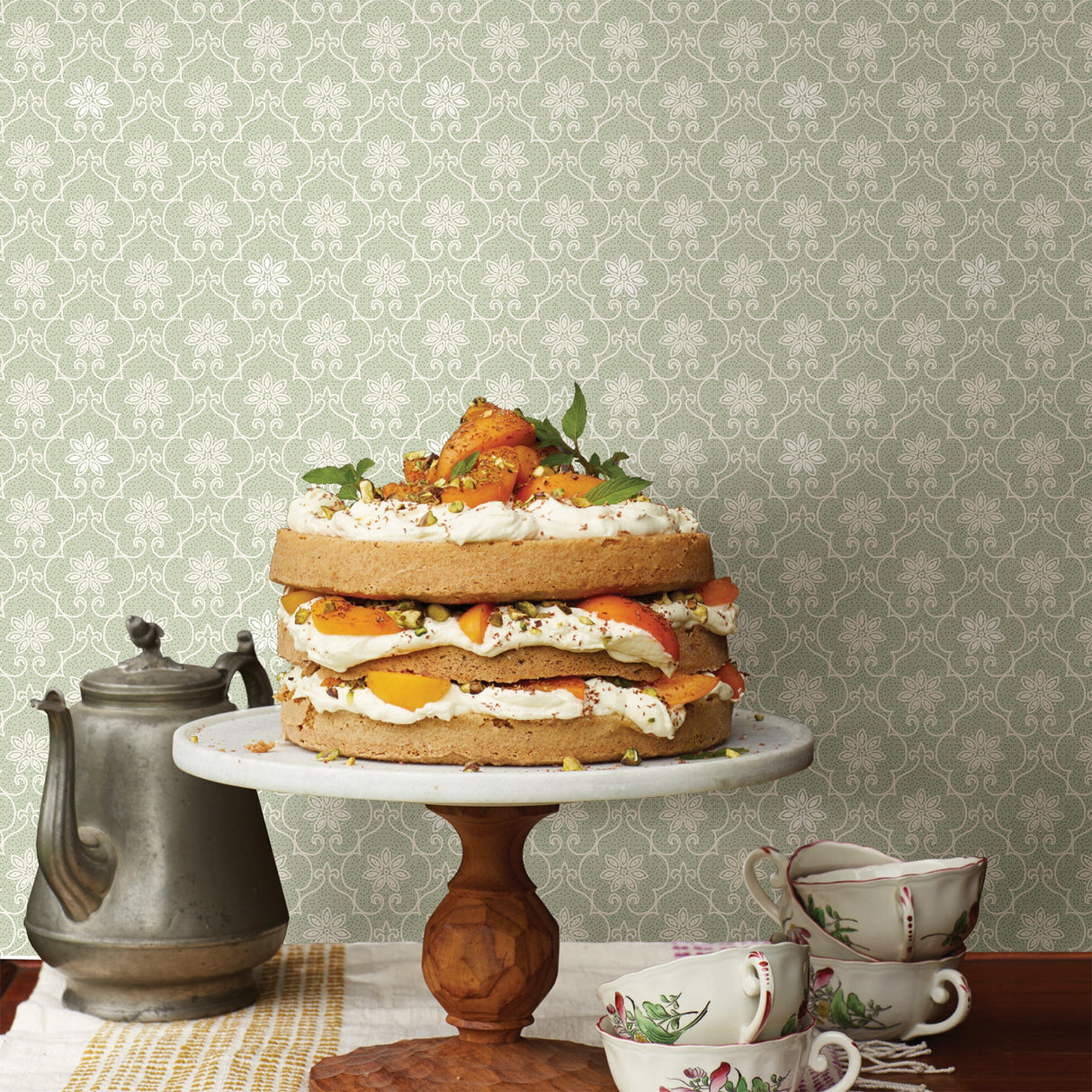 Advantage 2813-SA1-1093 Heston Light Green Trellis Wallpaper