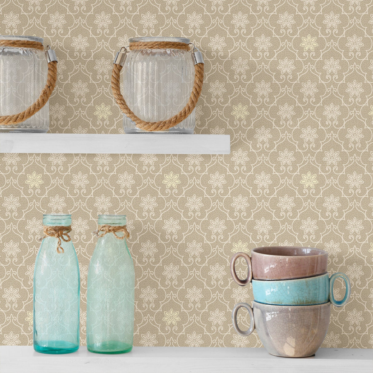 Advantage 2813-SA1-1095 Heston Beige Trellis Wallpaper