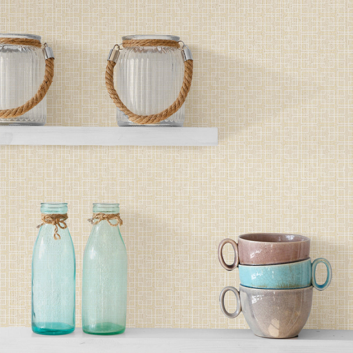 Advantage 2813-SA1-1103 Garten Light Yellow Geometric Wallpaper