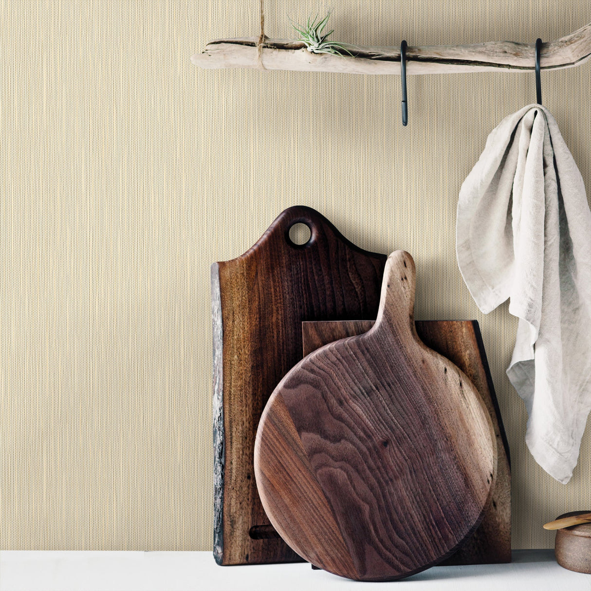 Advantage 2813-SY51081 Emeril Cream Faux Grasscloth Wallpaper