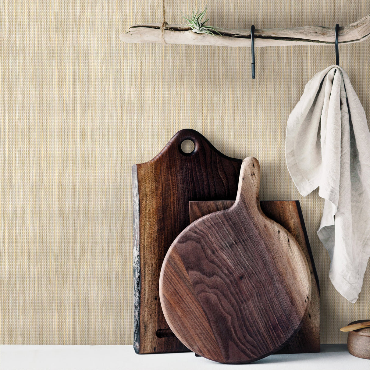 Advantage 2813-SY51082 Emeril Champagne Faux Grasscloth Wallpaper