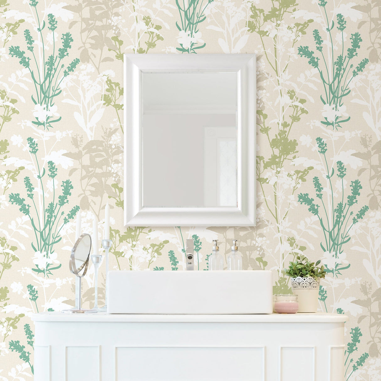 Advantage 2814-24573 Pippin Green Wild Flowers Wallpaper