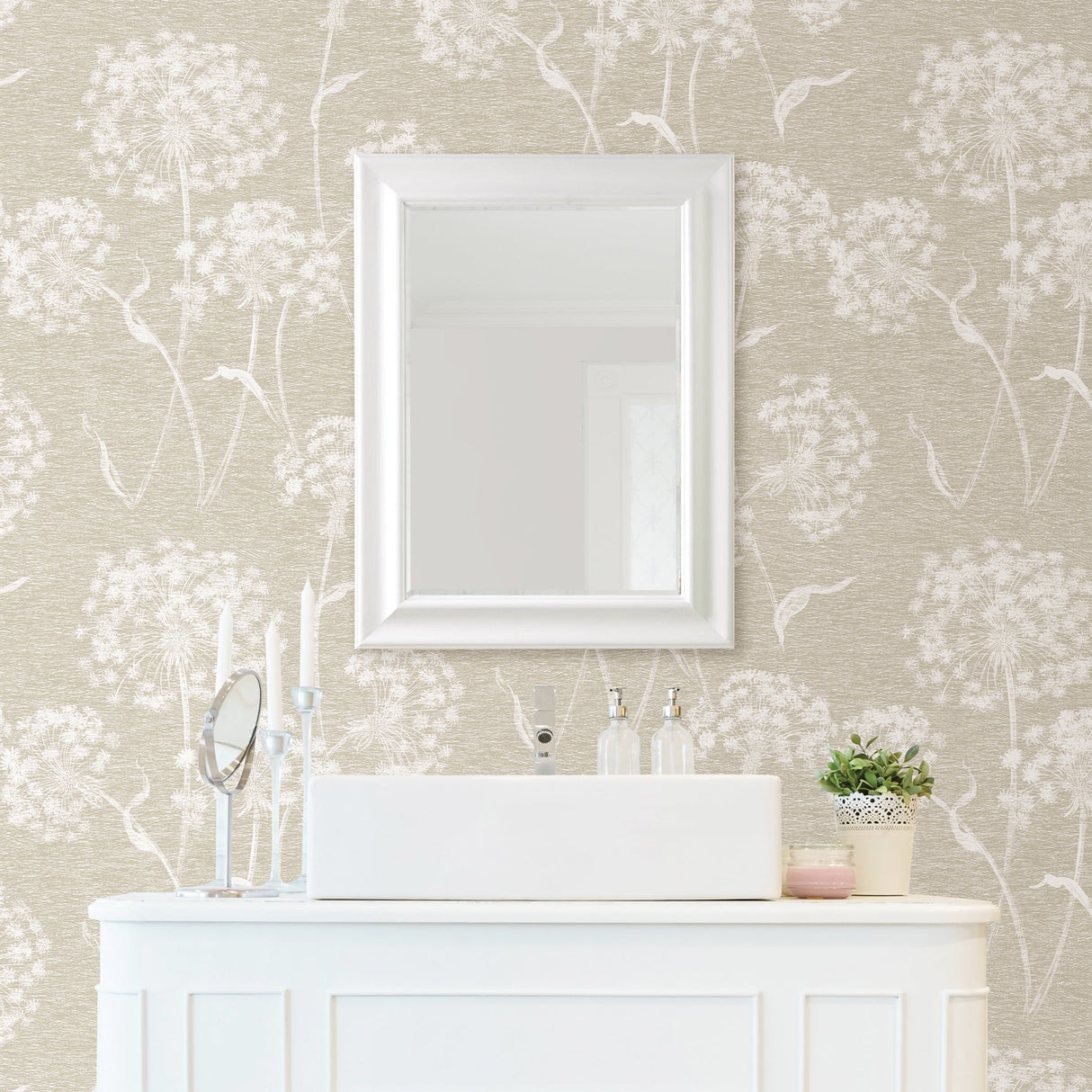 Advantage 2814-24577 Garvey Taupe Dandelion Wallpaper