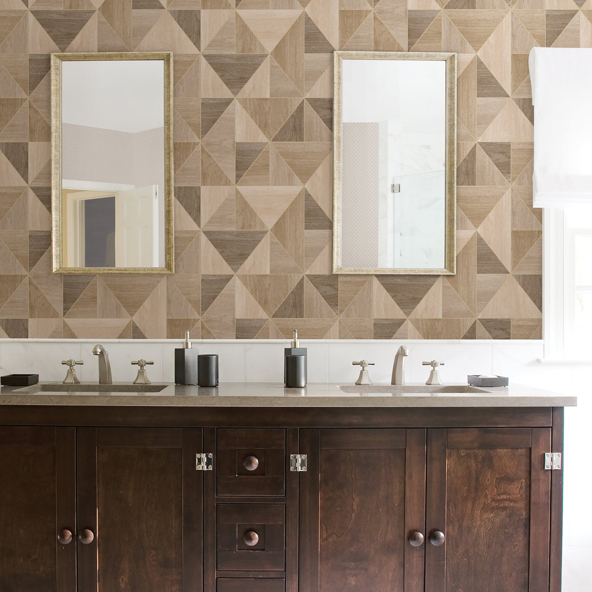 Advantage 2814-24962 Simpson Light Brown Geometric Wood Wallpaper