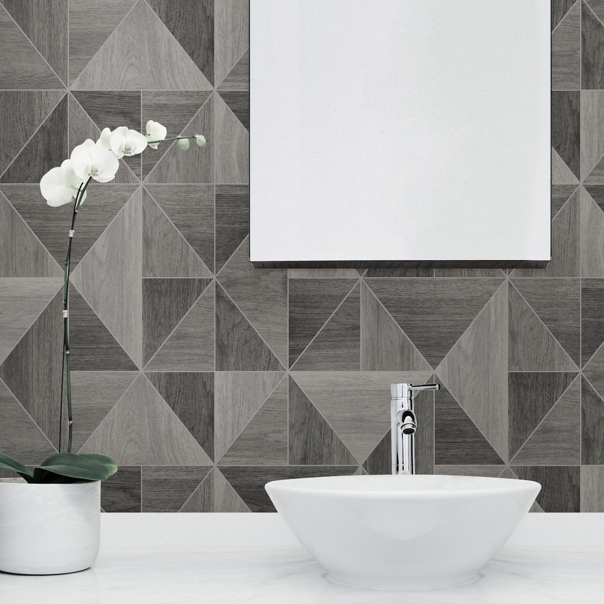 Advantage 2814-24963 Simpson Grey Geometric Wood Wallpaper