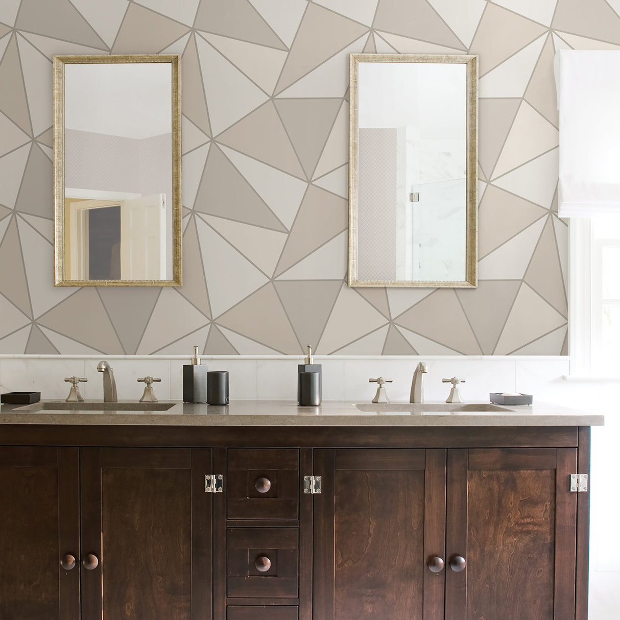 Advantage 2814-24981 Apex Taupe Geometric Wallpaper