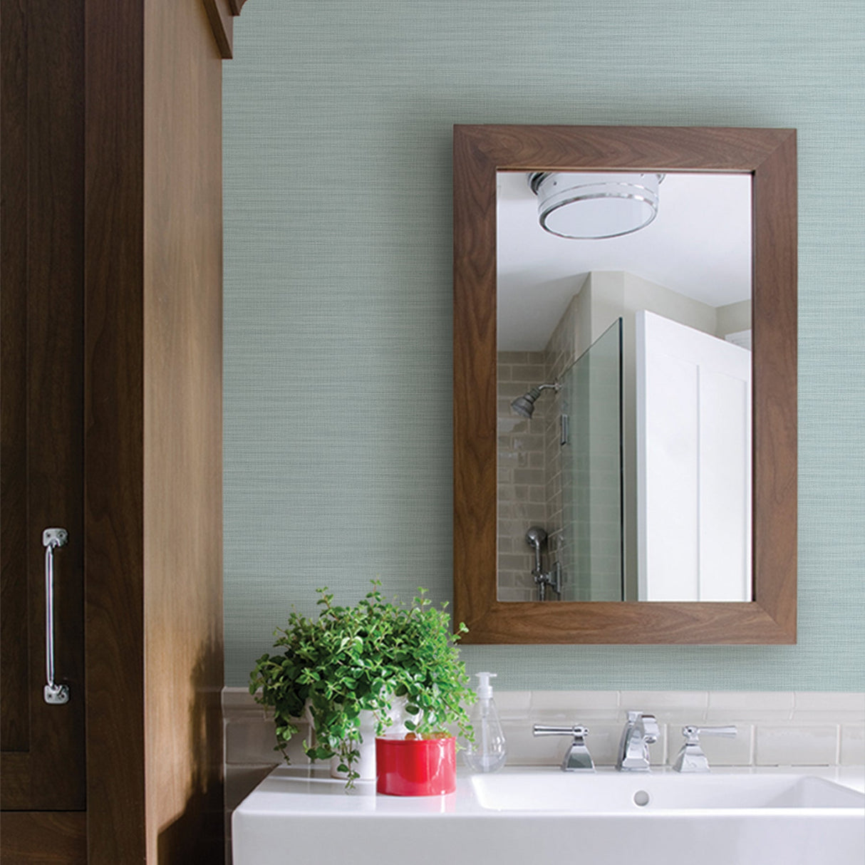 Advantage 2814-MKE-3106 Zora Aqua Linen Texture Wallpaper