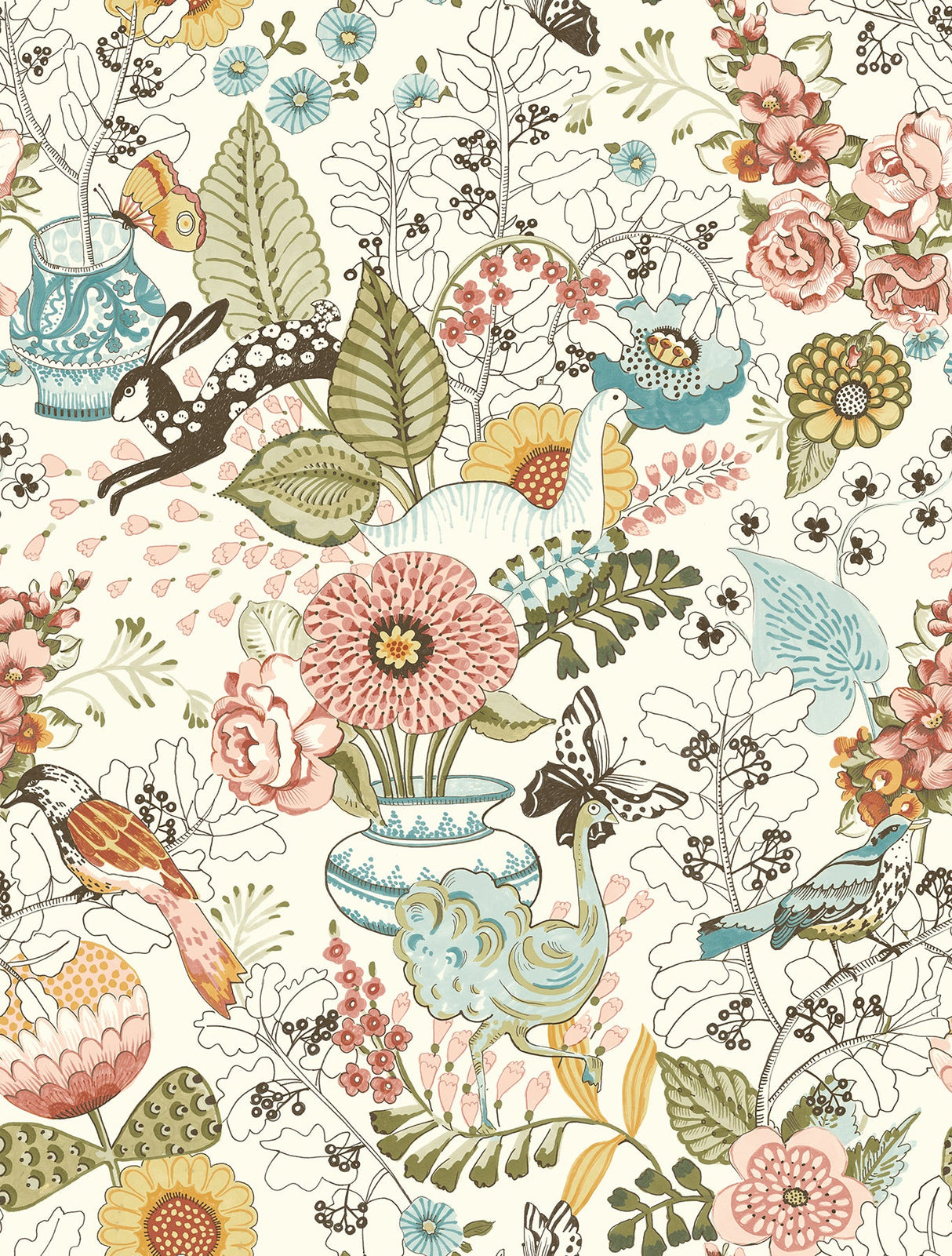 A-Street Prints 2821-12802 Whimsy Pink Fauna Wallpaper