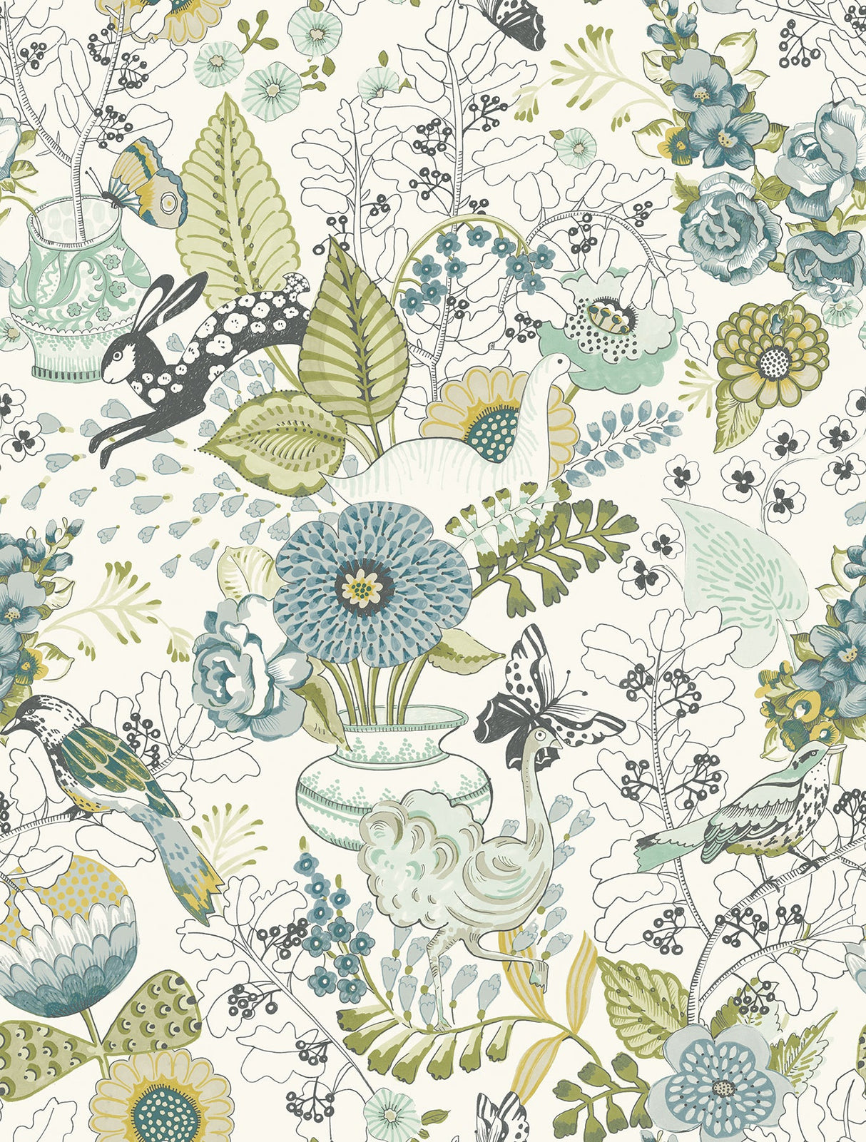 A-Street Prints 2821-12803 Whimsy Green Fauna Wallpaper