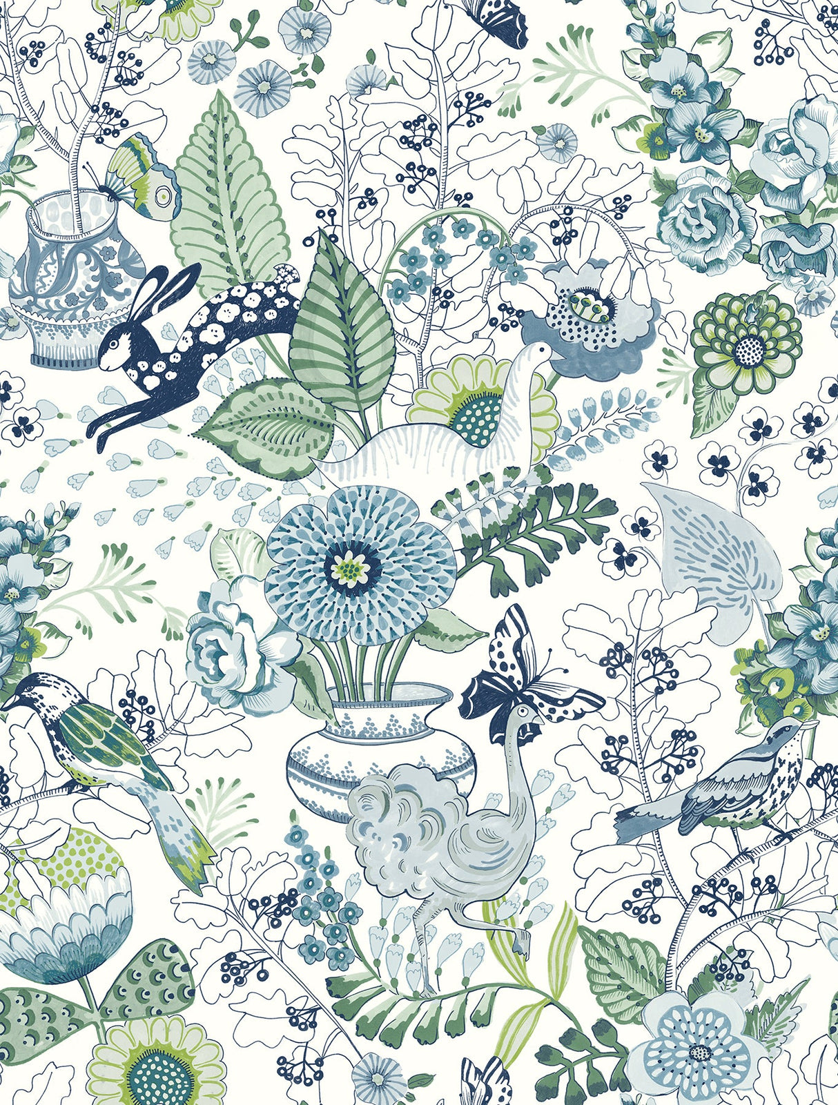 A-Street Prints 2821-12804 Whimsy Blue Fauna Wallpaper
