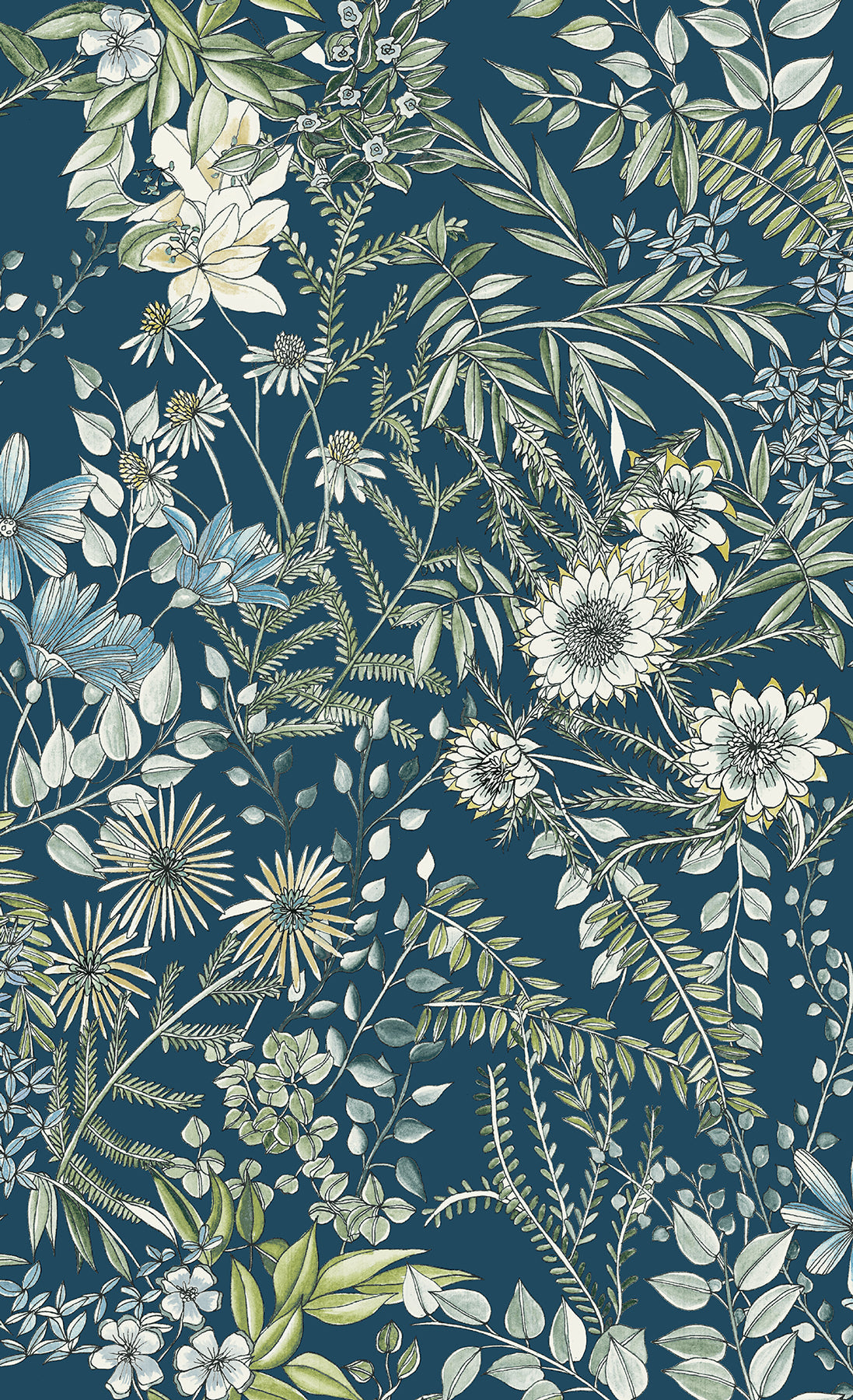A-Street Prints 2821-12902 Full Bloom Navy Floral Wallpaper