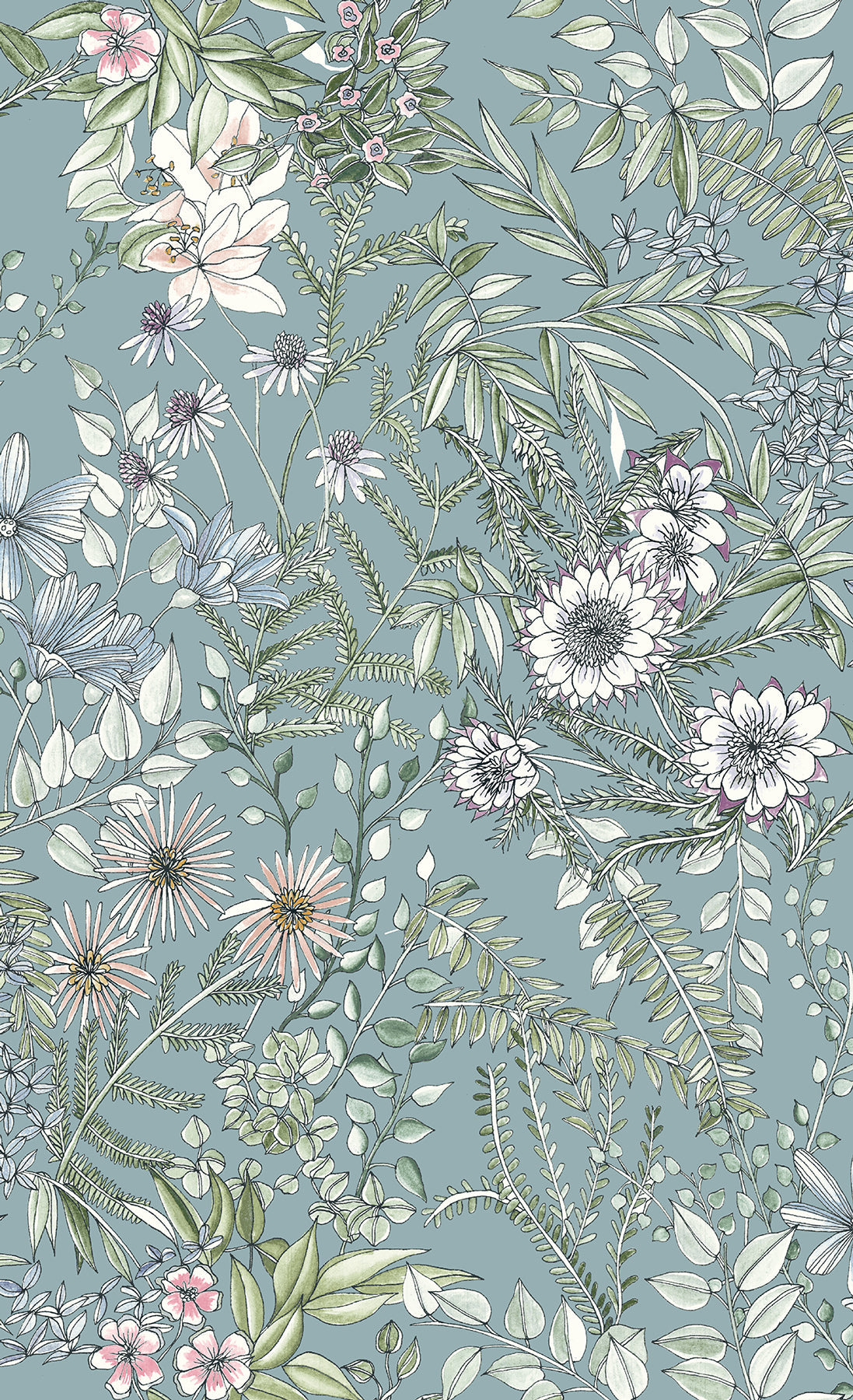 A-Street Prints 2821-12904 Full Bloom Blue Floral Wallpaper