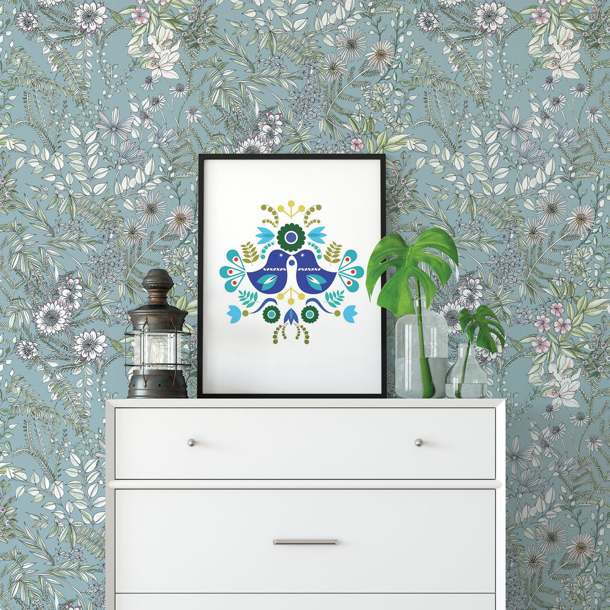 A-Street Prints 2821-12904 Full Bloom Blue Floral Wallpaper