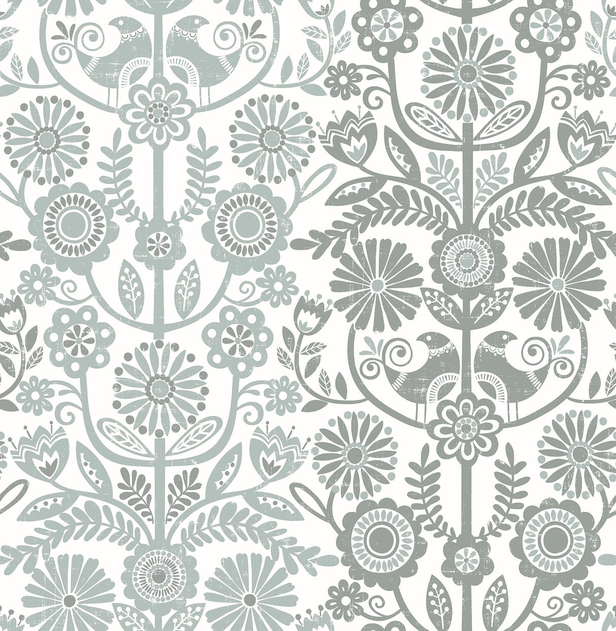 A-Street Prints 2821-25107 Lovebirds Slate Folk Stripe Wallpaper