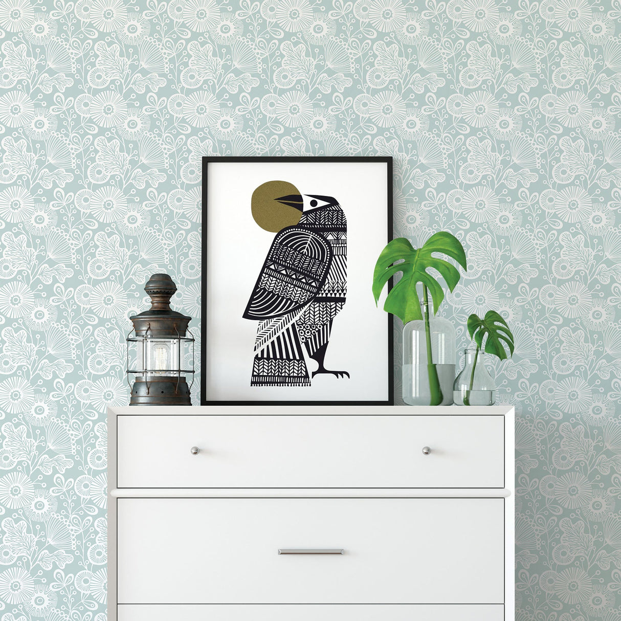 A-Street Prints 2821-25110 Ana Light Blue Floral Wallpaper