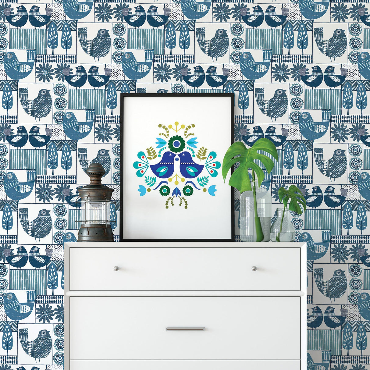 A-Street Prints 2821-25113 Hennika Blue Patchwork Wallpaper