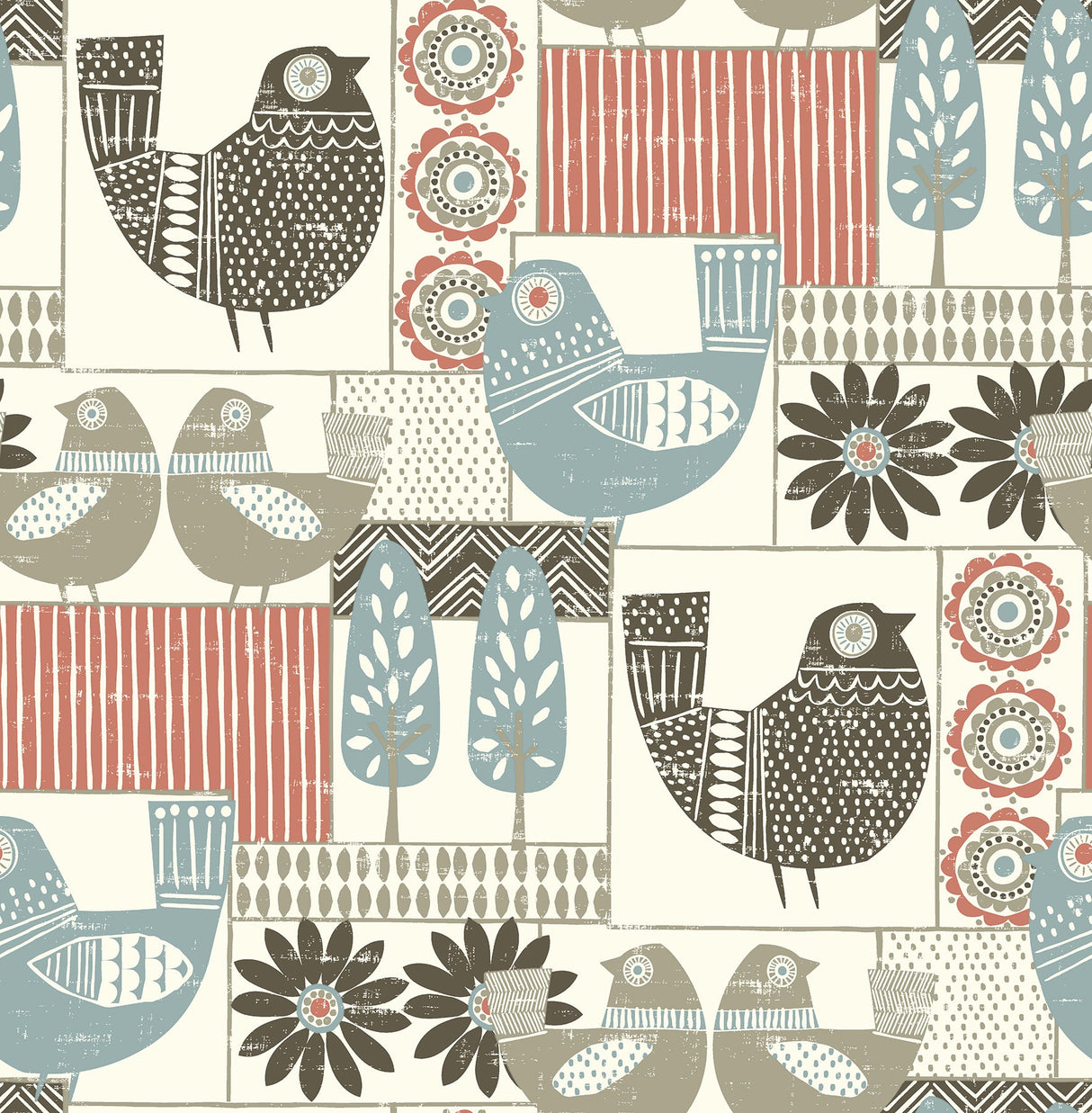 A-Street Prints 2821-25117 Hennika Coral Patchwork Wallpaper