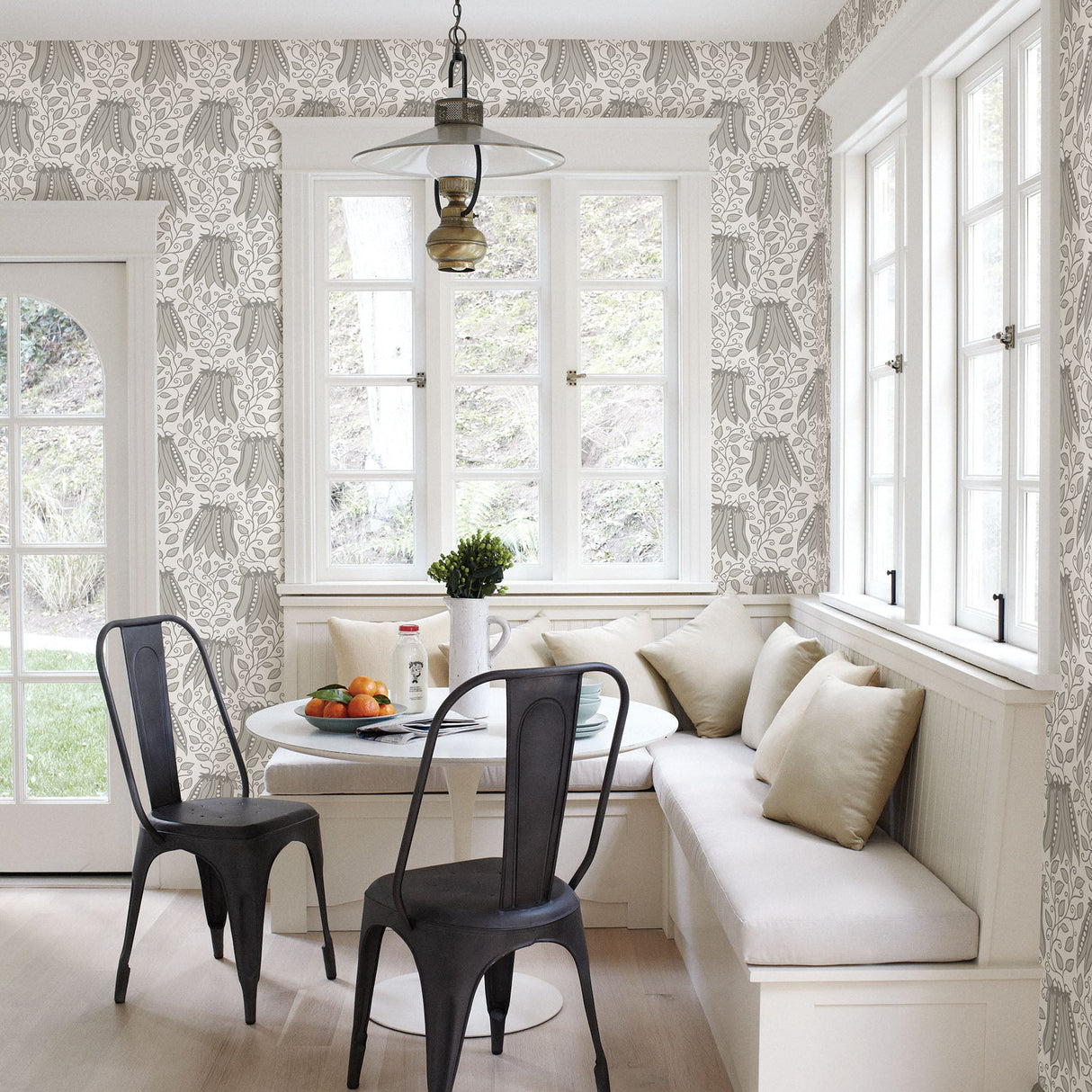 A-Street Prints 2821-25119 Peas in a Pod Light Grey Garden Wallpaper