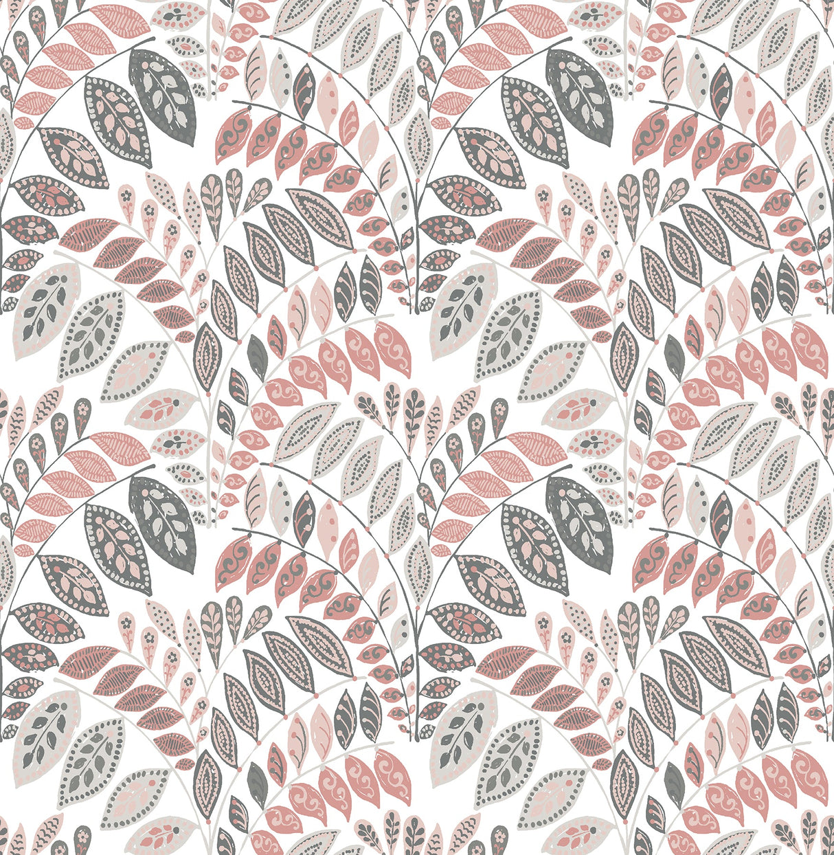 A-Street Prints 2821-25141 Fiddlehead Pink Botanical Wallpaper