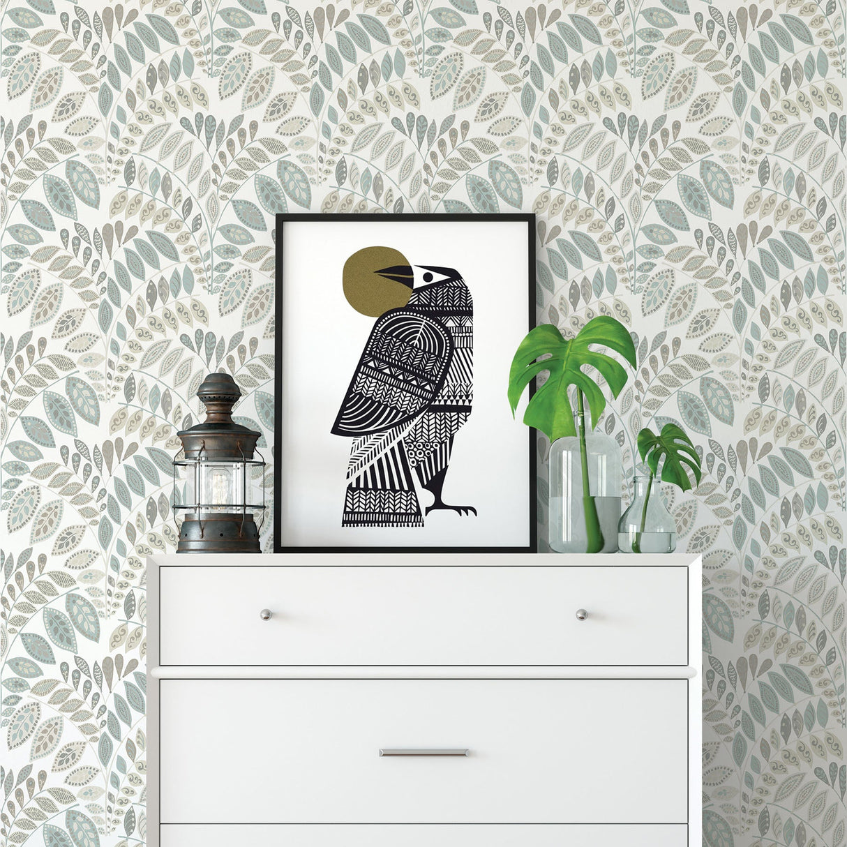 A-Street Prints 2821-25143 Fiddlehead Light Grey Botanical Wallpaper