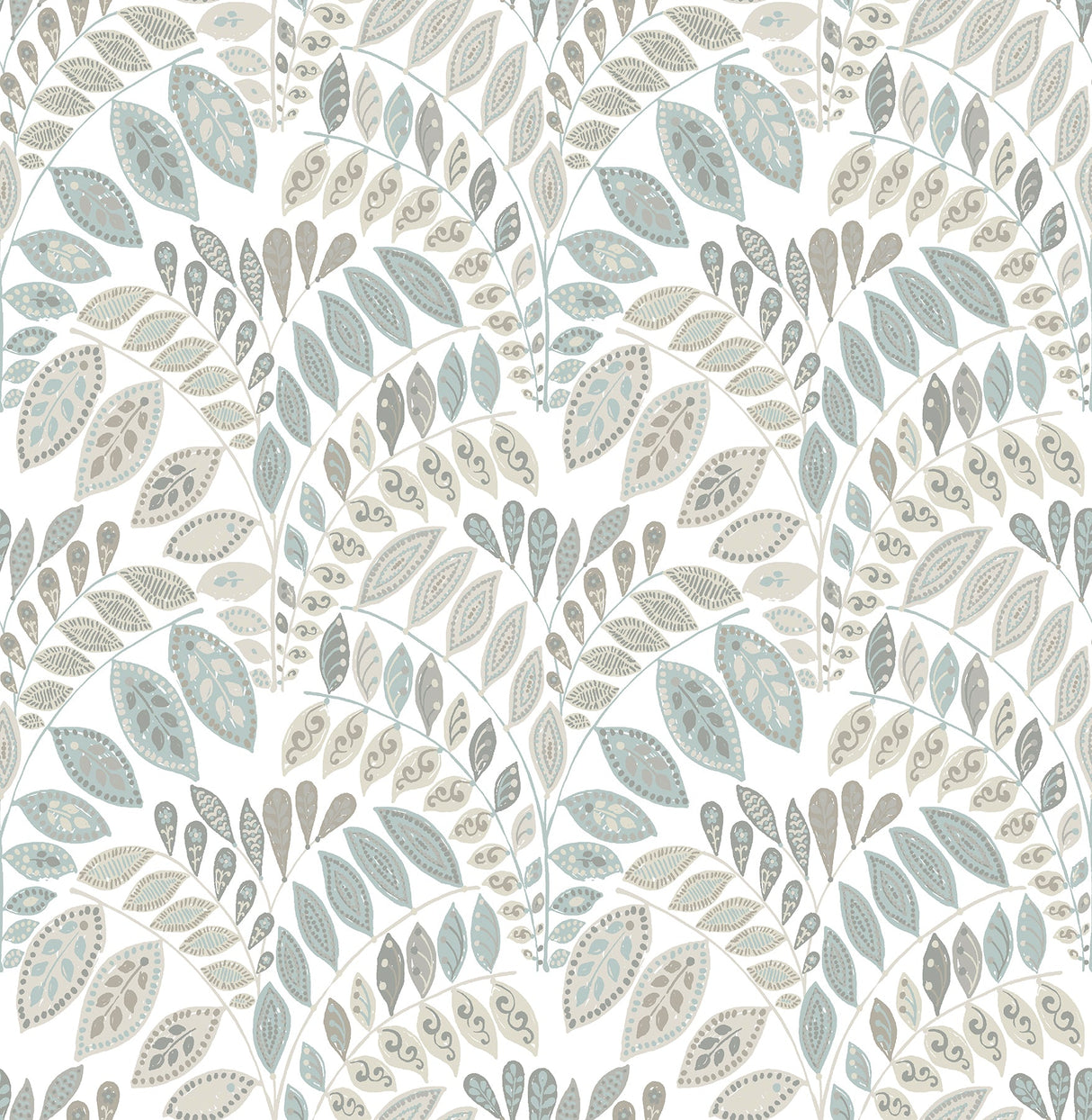 A-Street Prints 2821-25143 Fiddlehead Light Grey Botanical Wallpaper
