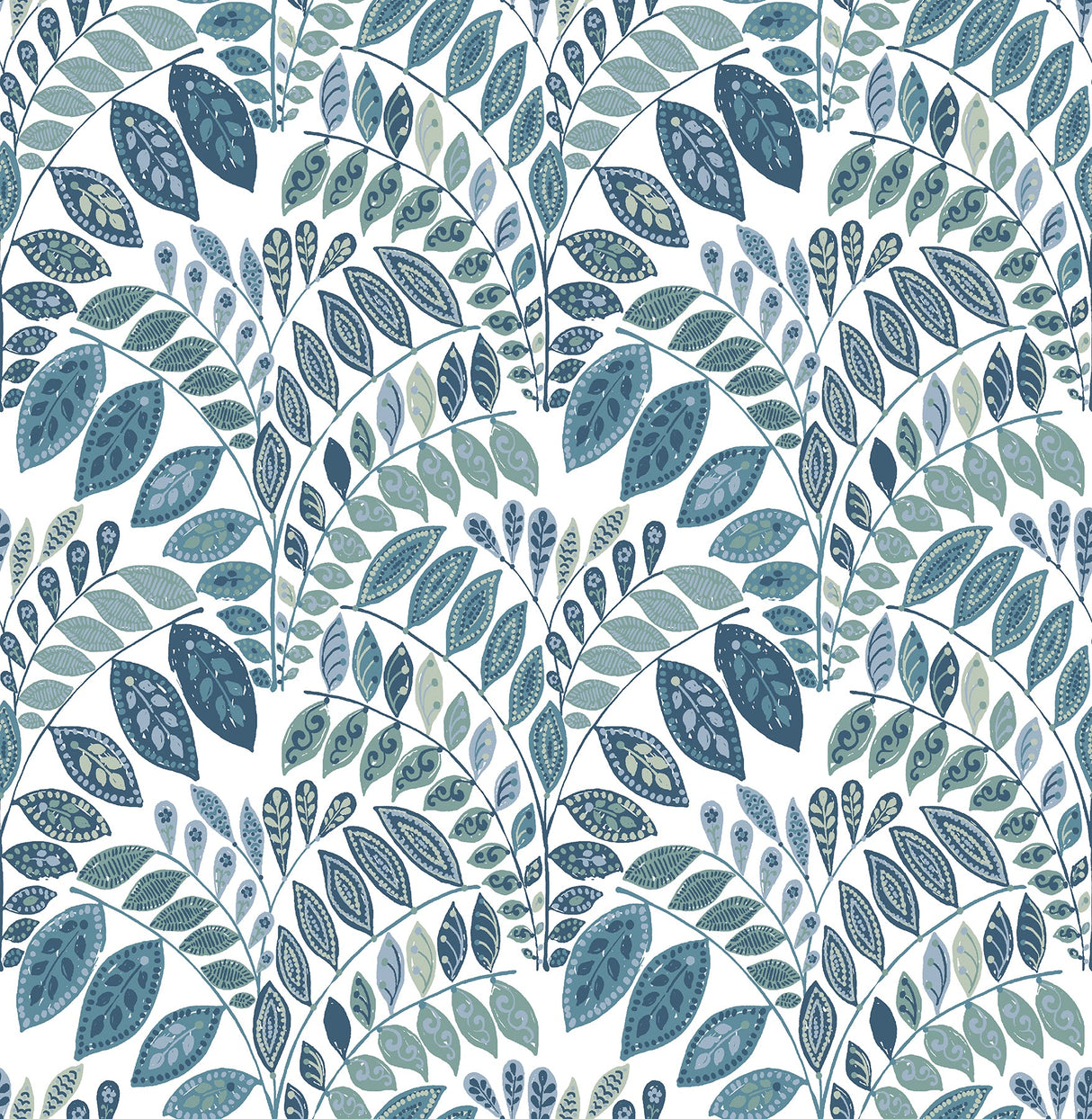 A-Street Prints 2821-25144 Fiddlehead Blue Botanical Wallpaper
