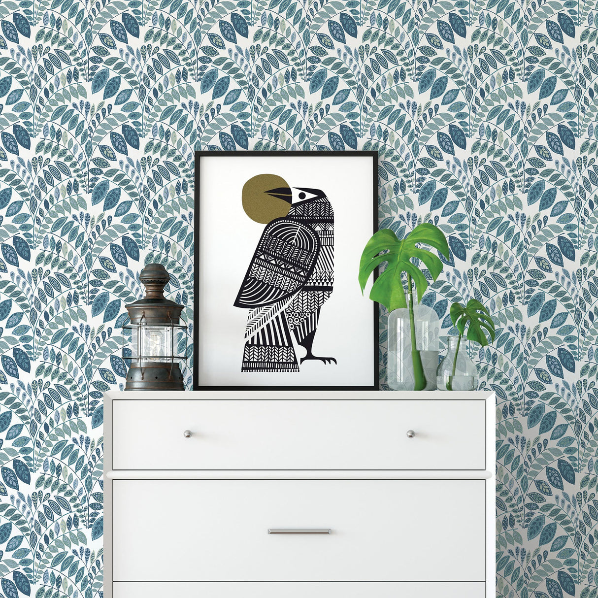 A-Street Prints 2821-25144 Fiddlehead Blue Botanical Wallpaper