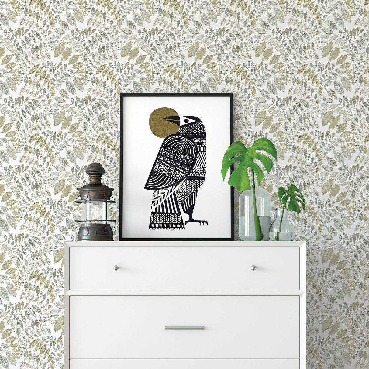 A-Street Prints 2821-25145 Fiddlehead Grey Botanical Wallpaper