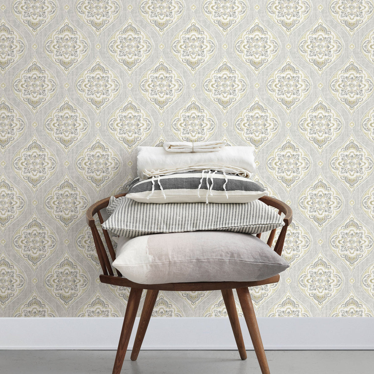 A-Street Prints 2821-25149 Adele Light Grey Damask Wallpaper