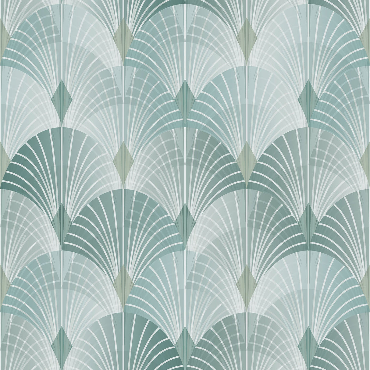 Engblad & Co 2825-6365 Pigalle Green Fan Wallpaper
