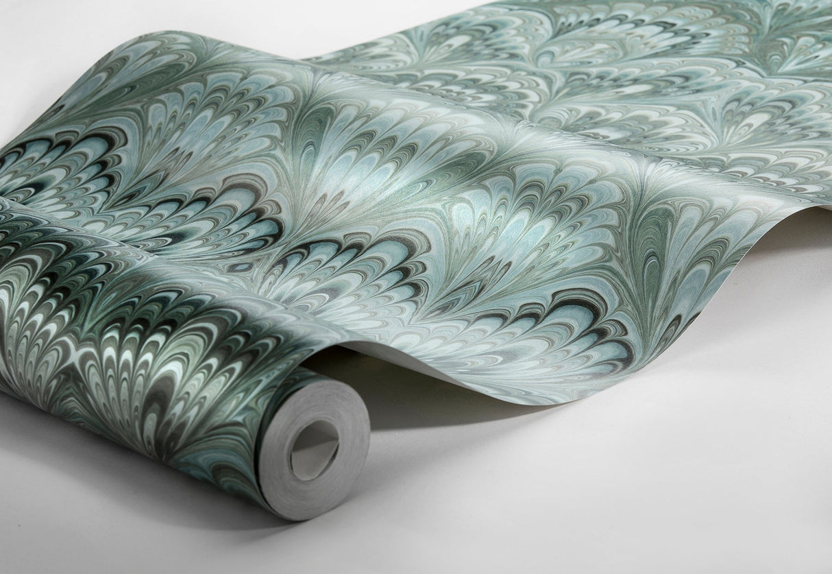 Engblad & Co 2825-6388 Taichung Teal Ogee Wallpaper