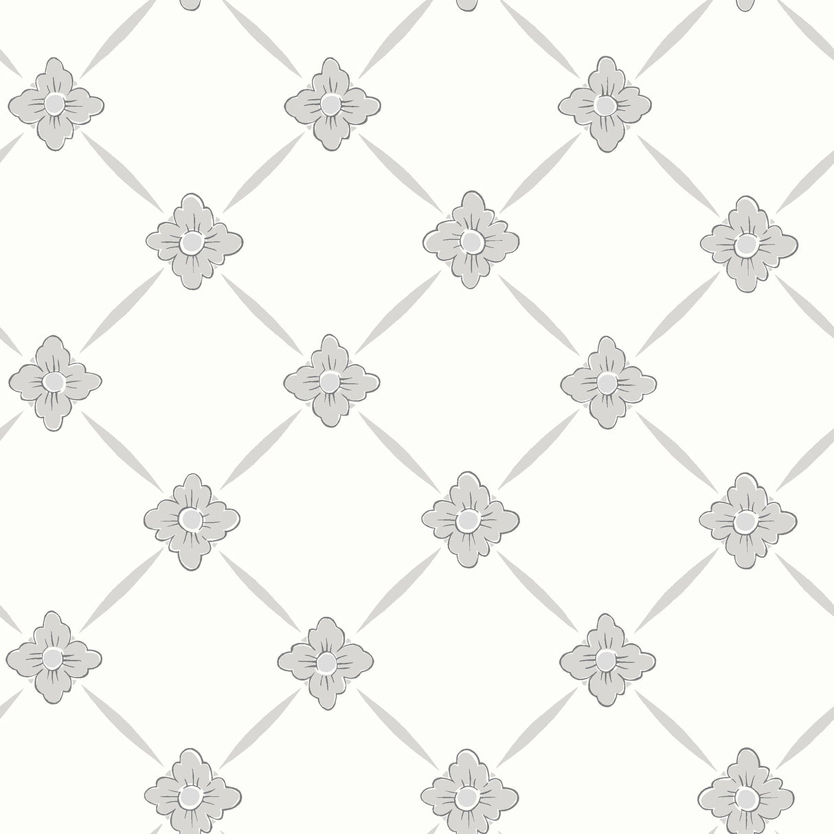 Wall Vision 2827-4505 Linne Light Grey Geometric Floral Wallpaper