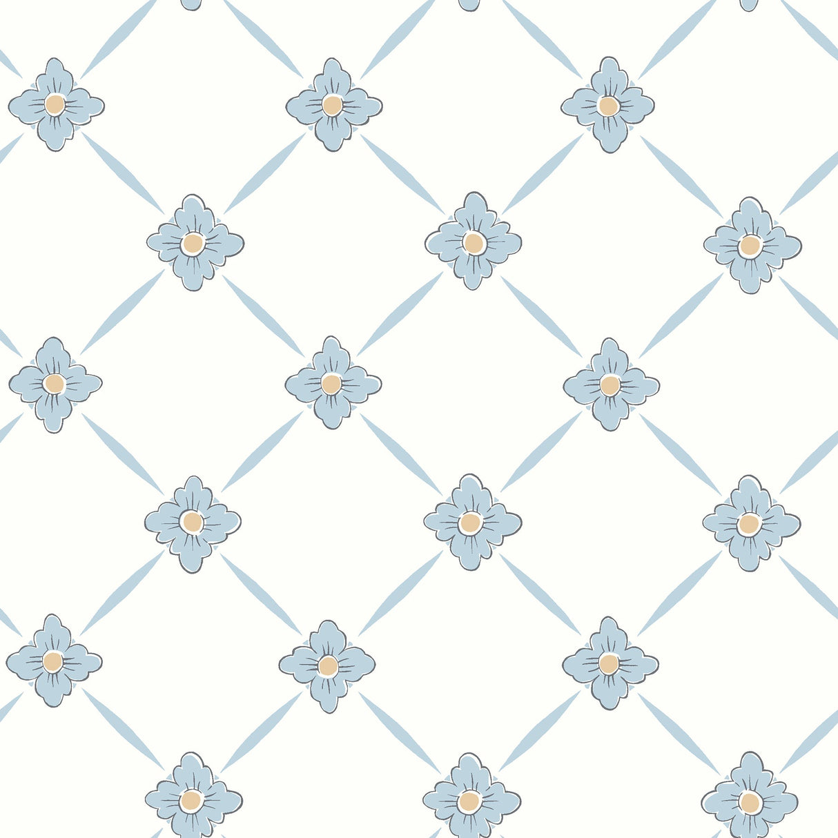 Wall Vision 2827-4506 Linne Light Blue Geometric Floral Wallpaper
